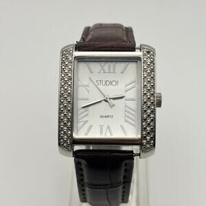 Studio Women's Wristwatch Silver Stainless Steel Brown Leather 32mm Working